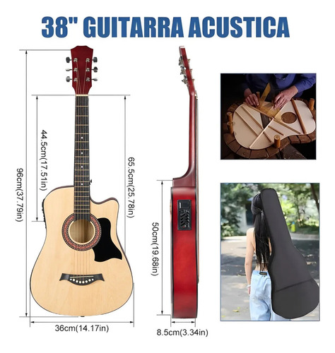 Guitarra Acustica Clasica Con Accesorios Musical Madera 38in
