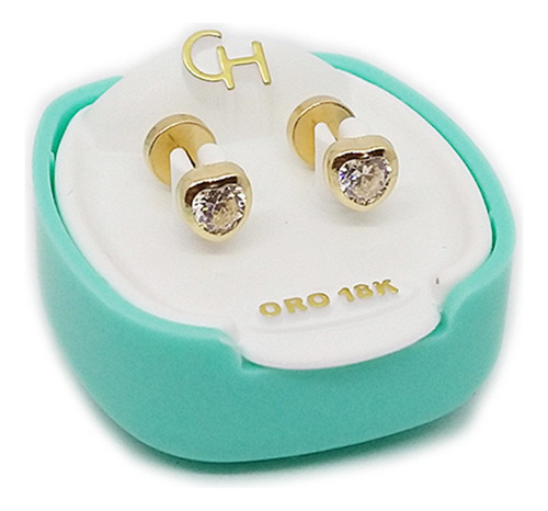 Aritos Bebé / Nena Todo Oro 18k Ch . Corazón Cubic Chico 