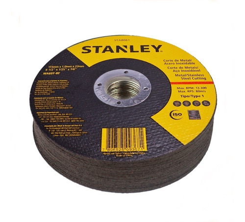 100 Discos Corte 4.1/2 X 1,0 X 7/8 Pol. Stanley Sta8061