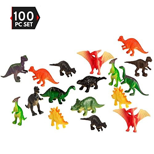 100 Unidades Paquete De Fiesta Mini Dinosaurios Plástico Mi