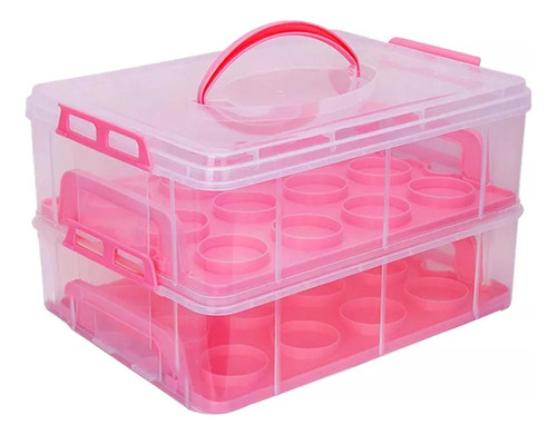 Transportador Transparente De 2 Niveles Para Cupcakes Con