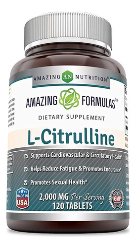 Suplemento De L-citrulina Amazing Nutrition 120 Tabletas