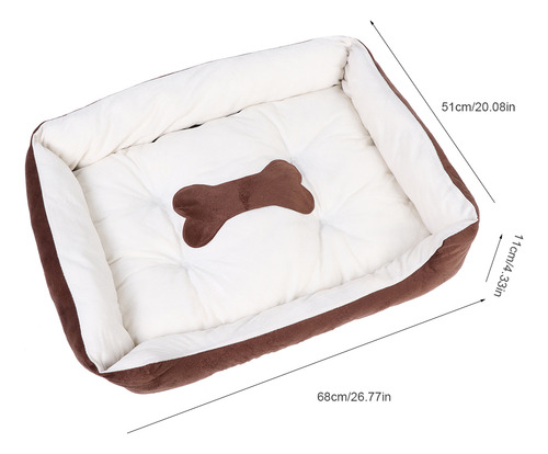 Tapete De Cama Dog Pad Bone Coffee, Beige, Four Seasons, Sua