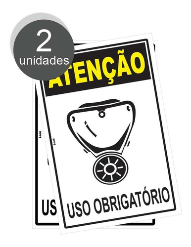 Kit 2 Placas Epi Atenção Uso Obrigatório Máscara Gás Toxico