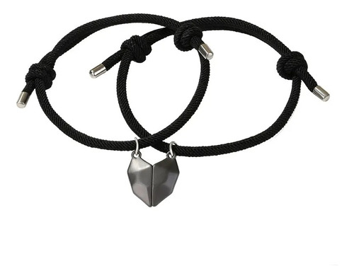 Pulseras Corazón Con Imán Blanco Y Negro Parejas