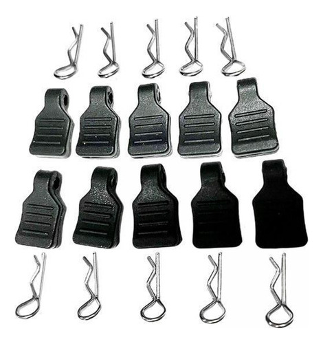 3 X 10 Piezas Rc Body Clips R Pins Con 10 Tirador For Negro