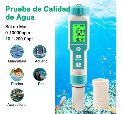 8 En 1 Medidor De Ph/ec/tds/orp/sg/h2/salinidad/temperatura