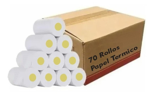 Caja 70 Rollos Papel Para Impresora Térmico 58mm 57mm X 30mm
