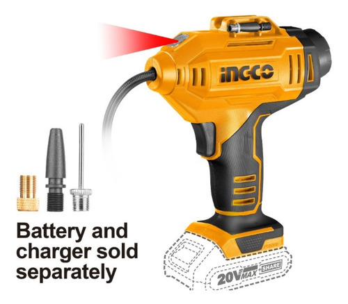 Inflador De Neumaticos Ingco Inalambrico 20v/150psi Ingco