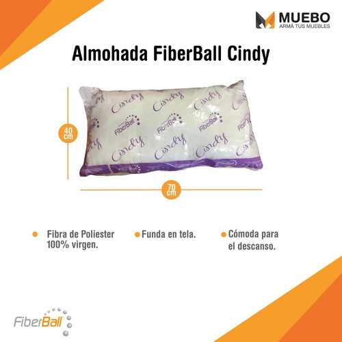 Imagen 3 de 6 de Almohada X2 Unid Fiberball Cindy 70x40cm Vellon Envio Gratis