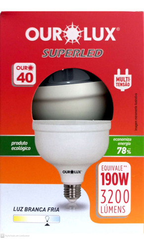 Lâmpada Superled Alta Potência 40w 6500k E27 Ourolux