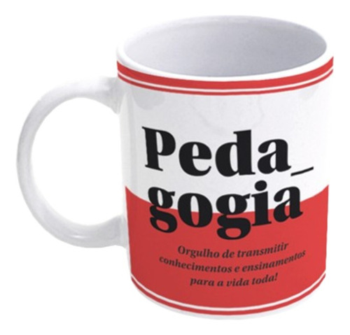 Caneca De Porcelana Profissões - Pedagogia Cor Bordô