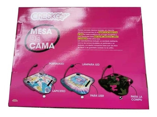 Imagen 3 de 6 de Mesa Bandeja De Cama Base Acolchada C/luz Led Love