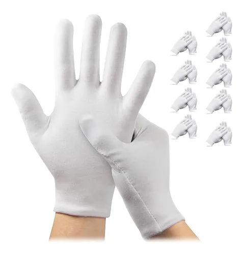 24 Piezas Guantes Dermatológicos Algodón 12 Pares Blanco