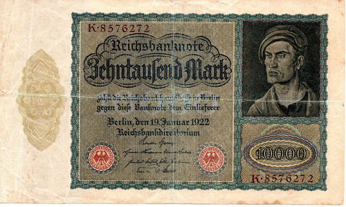 Billete 10000 Marcos Alemania 1922 Reichs Bank Serie K