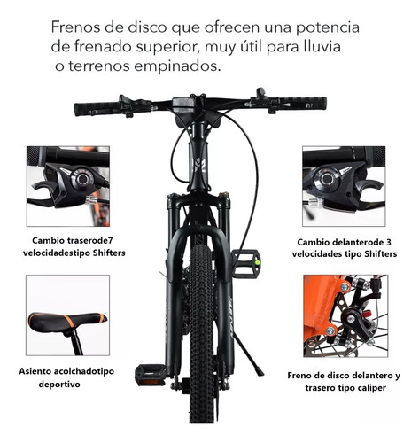 Bicicleta De Montaña Frenos Disco Amortiguadores 21 Velocida