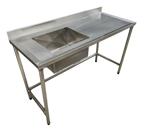 Pia Mesa Inox Industrial 110x60 Cuba Esquerda Sem Base