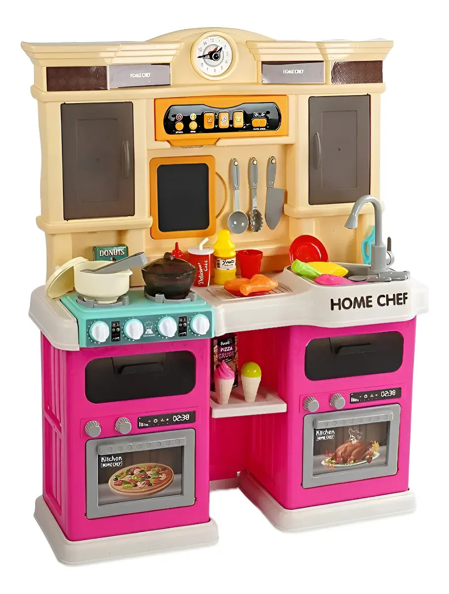 Cozinha infantil com água luz som e acessórios Steam 85 Goma de mascar rosa