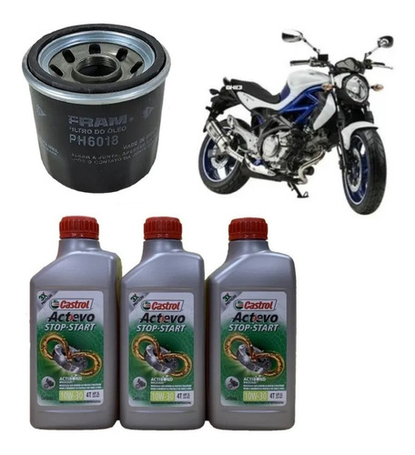 Gladius 650 Kit Troca De Óleo Suzuki Castrol 10w40 Ph6018