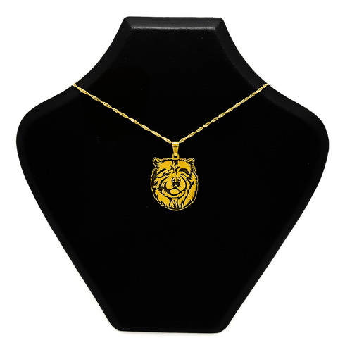 Cadena Y Dije Perro Chow Chow Mascota Oro 18k Oro 18k 45 Cm