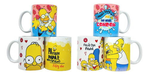 Set 3 Tazas Feliz Dia Del Padre Papá Los Simpson Surtidas Surtido Set Simpson