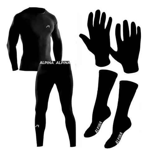 Equipo Termico Alpina Remera + Calza + Medias + Guantes Sti