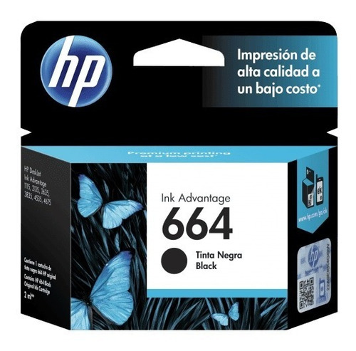 Imagen 1 de 1 de Cartucho De Tinta Original Hp 664 Negro F6v29al Black