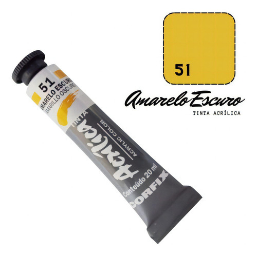 Tinta Acrílica 20ml 051 Amarelo Escuro Corfix