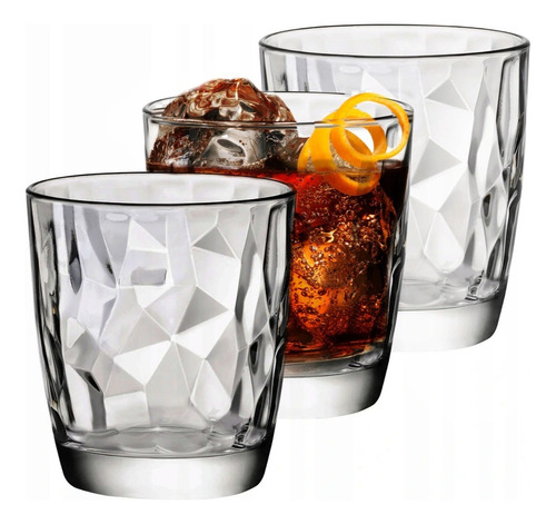 Juego De 8 Vasos De Vidrio Diamond Bormioli Italia 390ml