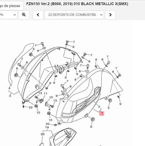 Cubierta Lateral Izquierda Tanque Negro Con Calco Yamaha Fzs