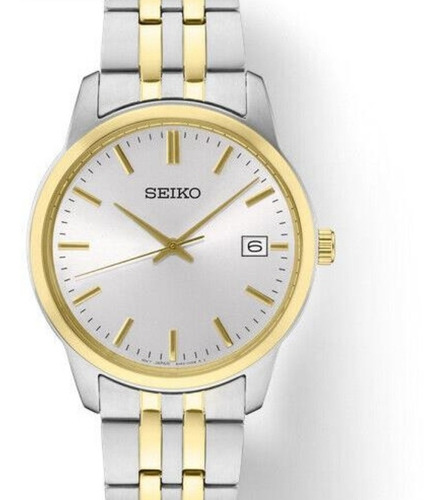 Reloj Seiko Sur402 Hombre Acero Combinado Wr50 Metros Color de la malla Combinada Color del bisel Dorado Color del fondo Plateado