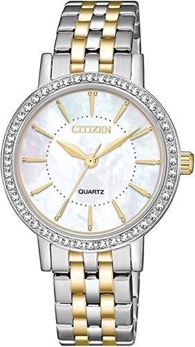 Citizen Women's Quartz Steel El3044-89d ........... Dcmstore Color de la correa Plata y Oro Color del bisel Plata Color del fondo Madre Perla