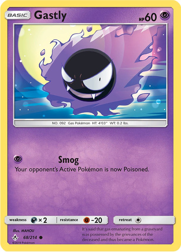 Cartas Pokemon Gastly 68/236 S&m Unified Minds Unm