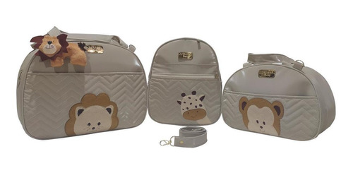 Kit Bolsa De Bebê Saída De Maternidade Mochila Safari Cinza