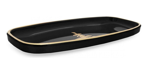 Mini Tigela Oval Para Sushis Com Ideograma 17 Cm Preto