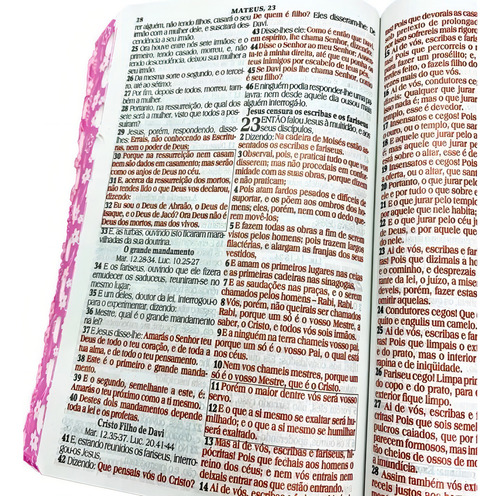 Bíblia Sagrada Rc Letra Grande Edição De Promessas Com Harpa E As Palavras De Jesus Em Vermelho Pink