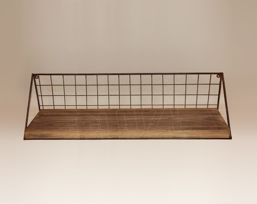 Estante Industrial Vintage 80cm Madera Y Malla Hierro Óxido