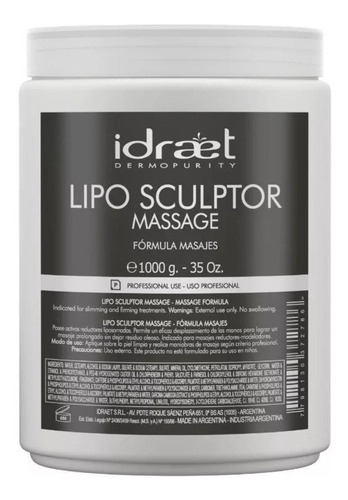 Lipo Sculptor Massage Reduce Reafirma Modela Pote 1kg Idraet