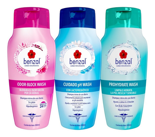 Jabón Íntimo Benzal Wash Kit, Odor-b + Ph + Prohydrate