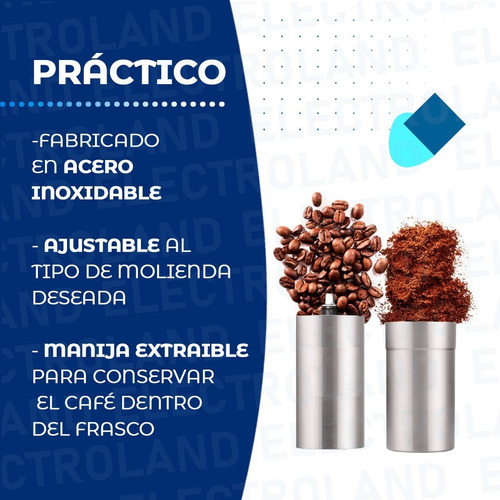 Imagen 3 de 10 de Molinillo Cafe Manual Grano Moledor Triturador Acero Inoxida
