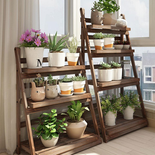 Stand Rack Batter Soporter De Plantador Plegable 2 Nivel