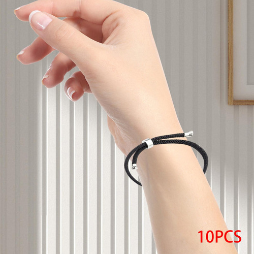 2 X 10 Pulseras De Cordón Trenzado For Hacer Argenta Negra