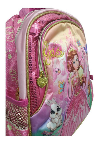 Imagem 4 de 4 de Mochila Infantil Escolar Feminina Princesa Yris Rosa Média