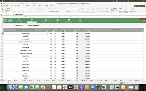 Planilha De Controle De Gastos Com Obra Em Excel 6.1 - Mac