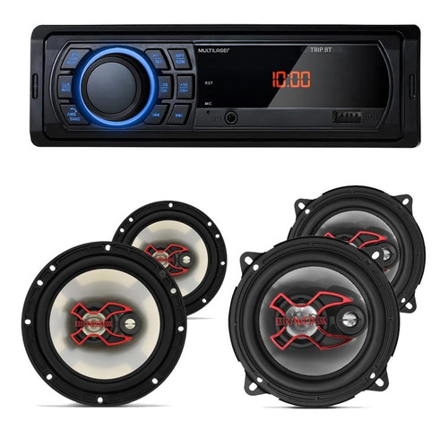 Rádio Mp3 Multilaser + Alto Falantes Bravox X 5 E 6 Pol 200w