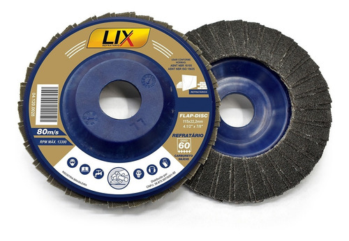 Kit 2 Discos Lixa Flap Lix Refratário 4.1/2''x7/8'' Grão 60