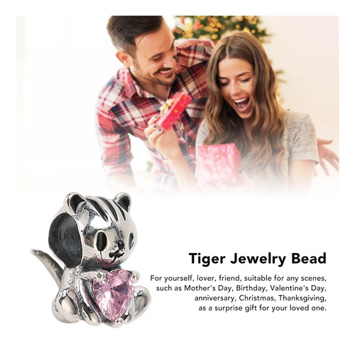 Original Plata S925 Lindo Pequeño Tigre Diy Charm