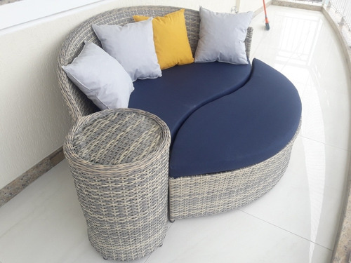 Sofá Chaise Dubai 1.50 Cm Vime Fibra Sintética Jardim