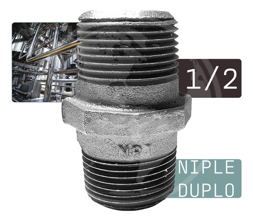 Niple Duplo Cl150 Macho Bsp 1/2 X Macho Bsp 1/2 Galvanizada