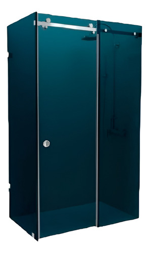 Mampara Baño Corredizos+ Paño Fijo Acero Inox 160+80x180 Incoloro Plateado